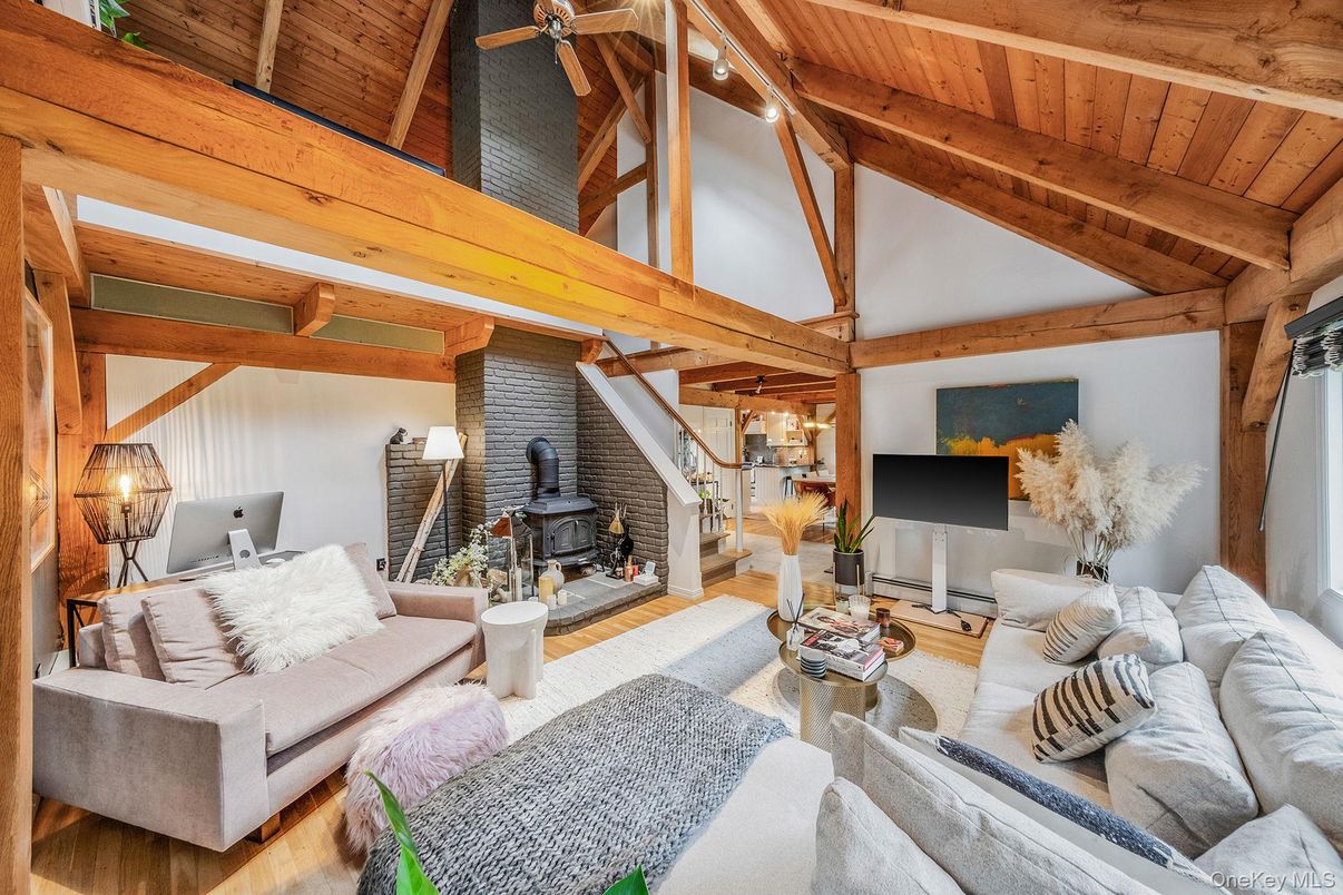 Fireplace, Interior, Living room, Stone Walls, Wooden Beams, Wooden Ceilings, Wood Texture Flooring, Wooden Walls