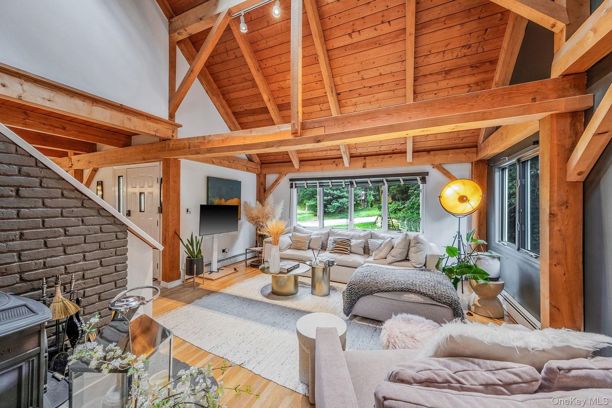 Fireplace, Interior, Living room, Stone Walls, Wooden Beams, Wooden Ceilings, Wood Texture Flooring