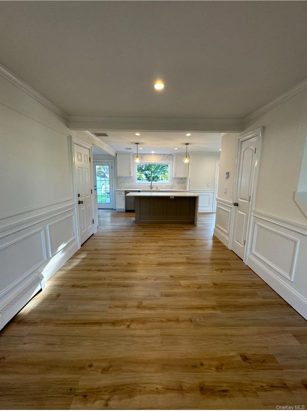 Interior, Kitchen, Pendant Lights, Recessed Lighting, Wood Texture Flooring
