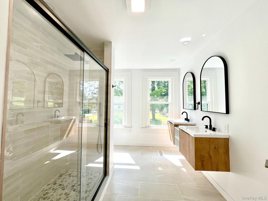 Bathroom, Dual Sink Vanities, Glass Shower, Interior, Recessed Lighting