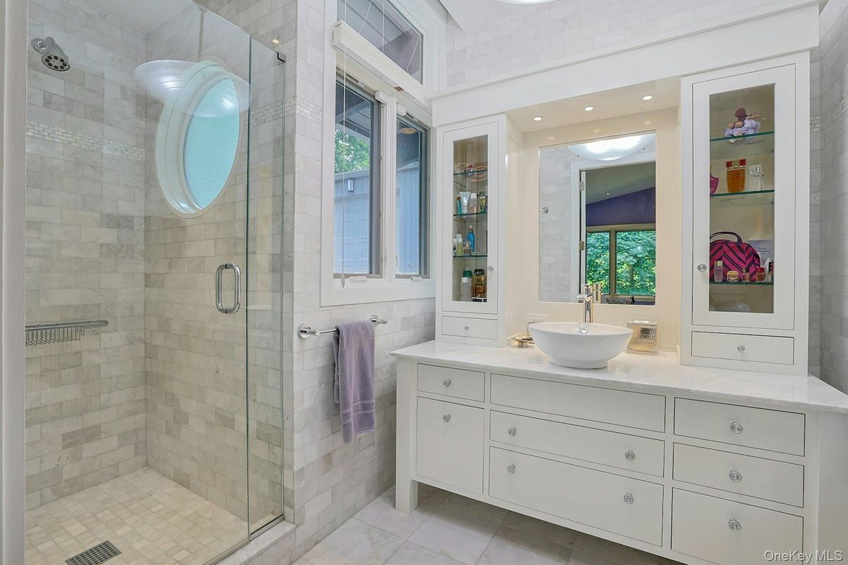 Bathroom, Dual Sink Vanities, Glass Shower, Interior, Recessed Lighting