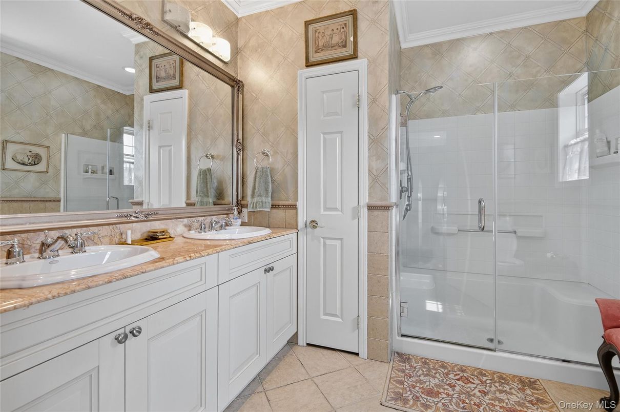Bathroom, Dual Sink Vanities, Glass Shower, Interior, Recessed Lighting