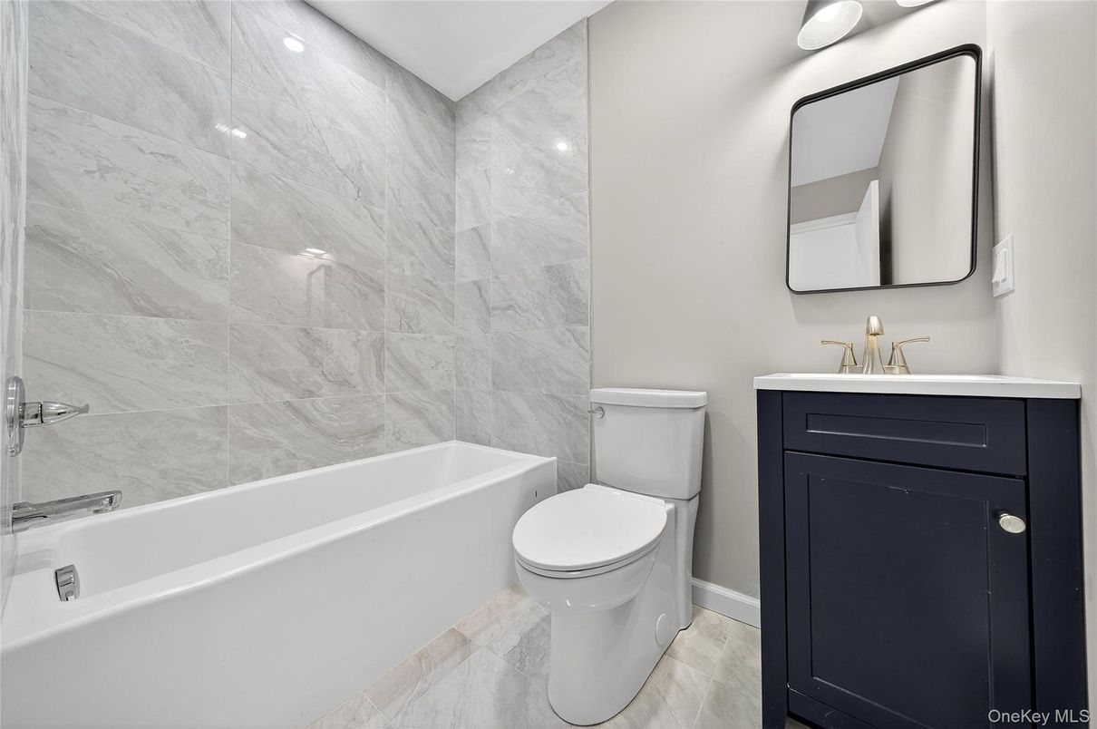 Bathroom, Interior, Marble Walls, Recessed Lighting