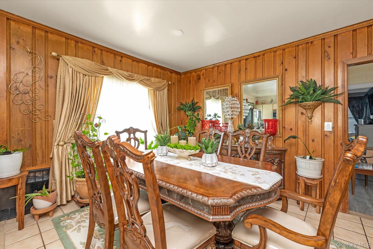 Dining room, Fireplace, Interior, Recessed Lighting, Wooden Walls