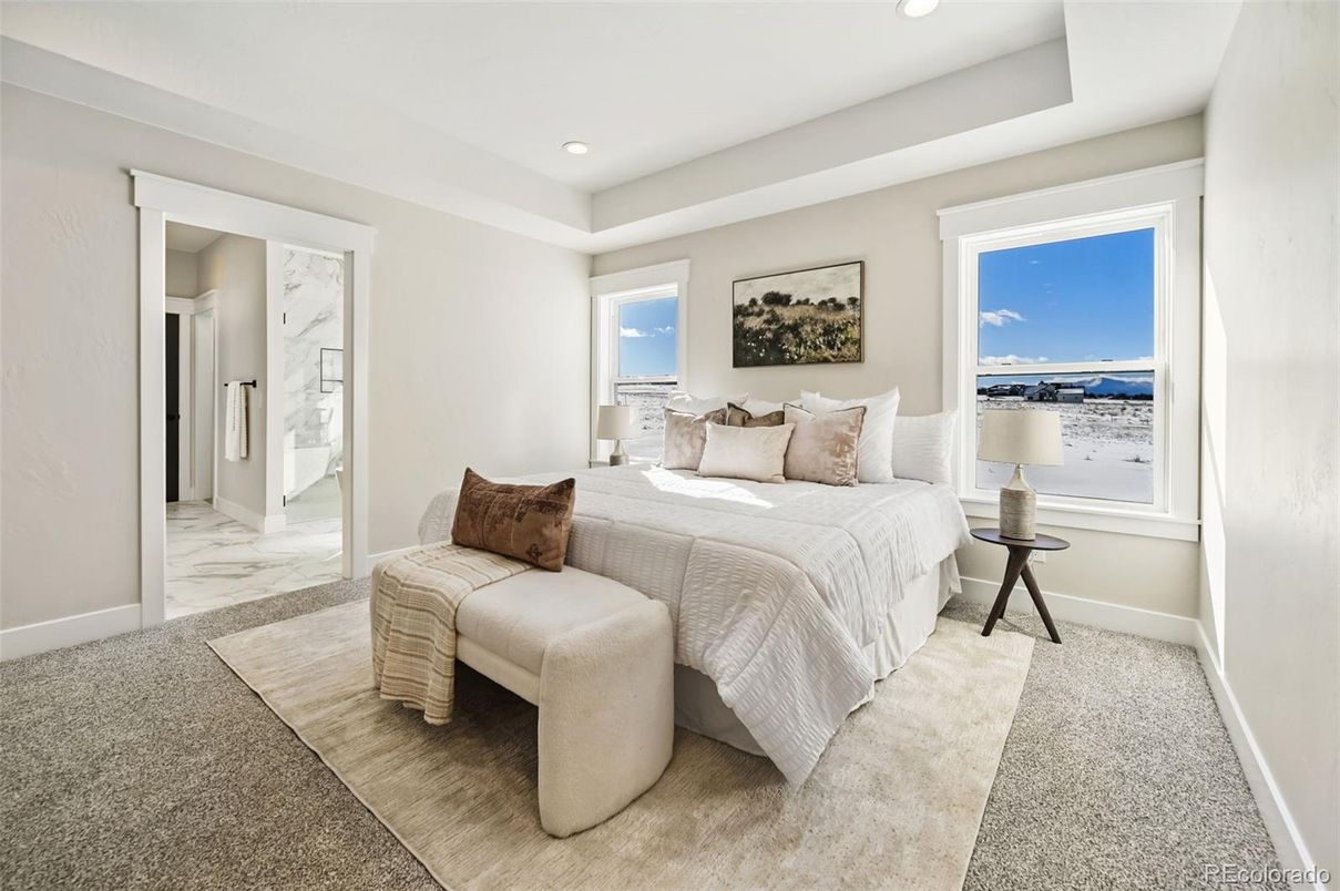 Bedroom, Interior, Marble, Recessed Lighting