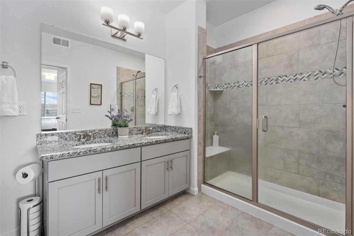 Bathroom, Dual Sink Vanities, Glass Shower, Interior