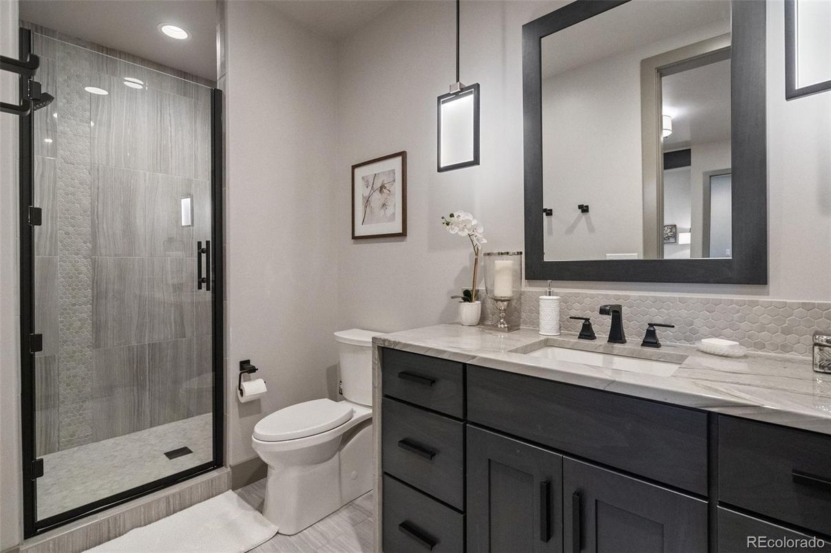 Bathroom, Glass Shower, Interior, Recessed Lighting