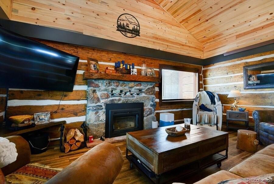 Fireplace, Interior, Living room, Wooden Ceilings, Wood Texture Flooring, Wooden Walls