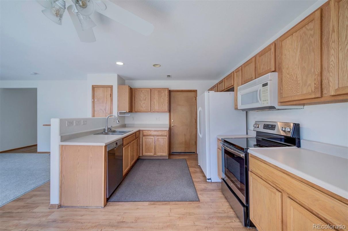 Interior, Kitchen, Recessed Lighting, Wood Texture Flooring