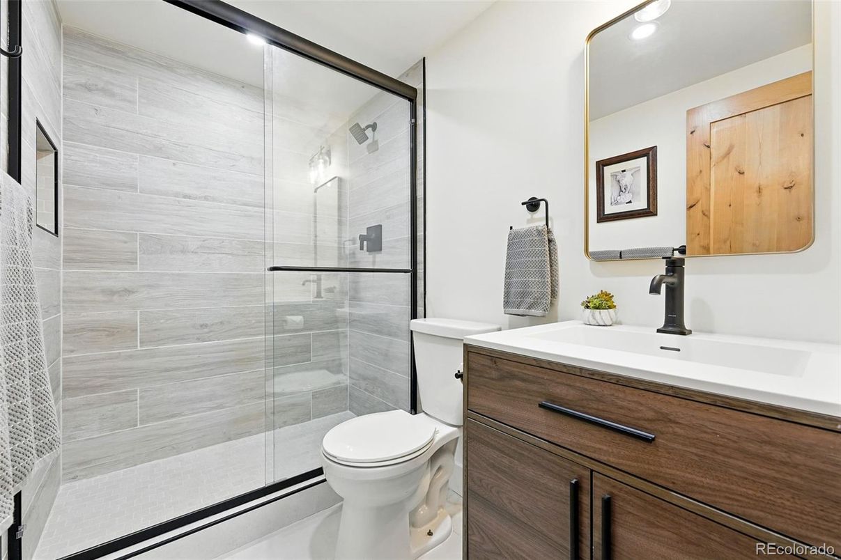 Bathroom, Glass Shower, Interior, Recessed Lighting
