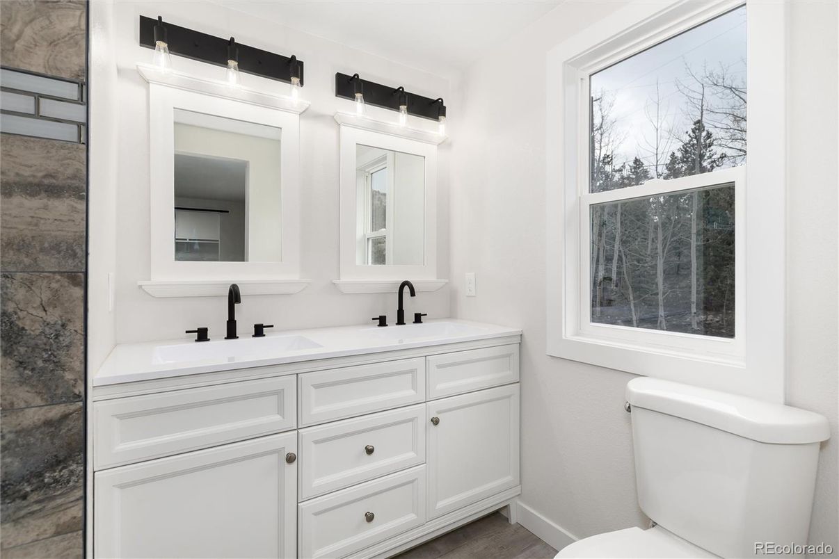Bathroom, Dual Sink Vanities, Interior, Wood Texture Flooring