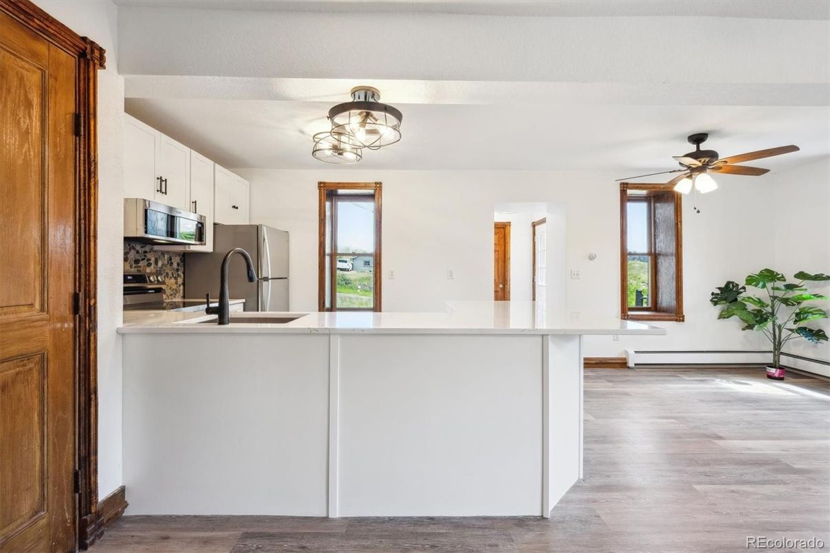 Interior, Kitchen, Stainless Steel Appliances, Wood Texture Flooring