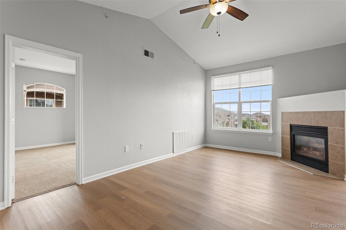 Empty room, Fireplace, Interior, Wood Texture Flooring