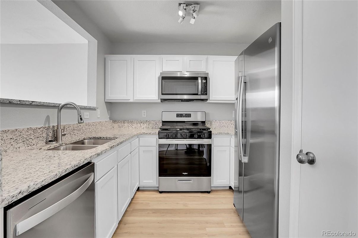 Interior, Kitchen, Stainless Steel Appliances, Wood Texture Flooring