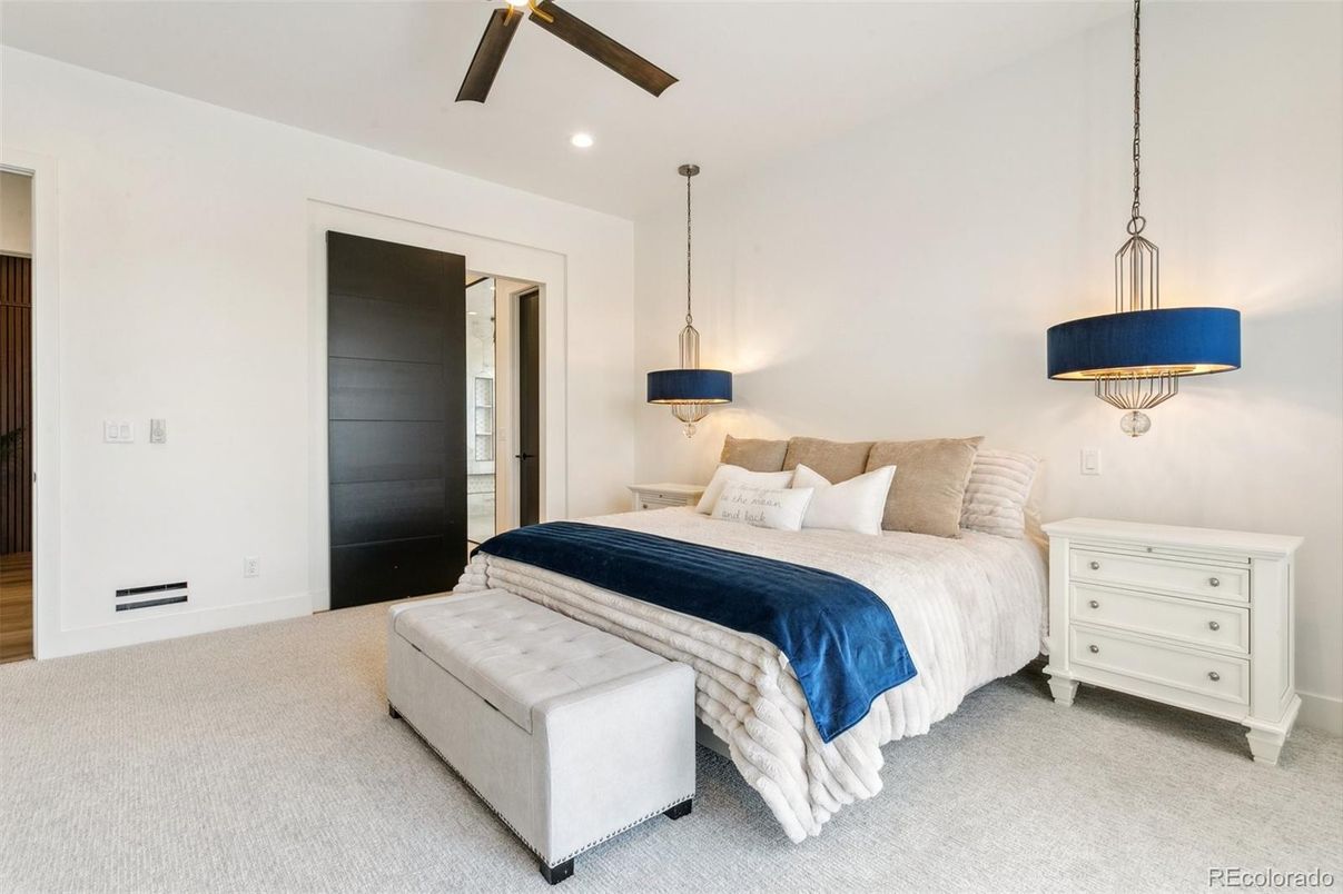 Bedroom, Interior, Pendant Lights, Recessed Lighting