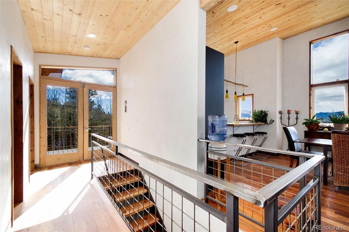 Dining room, Interior, Pendant Lights, Recessed Lighting, Wooden Ceilings, Wood Texture Flooring
