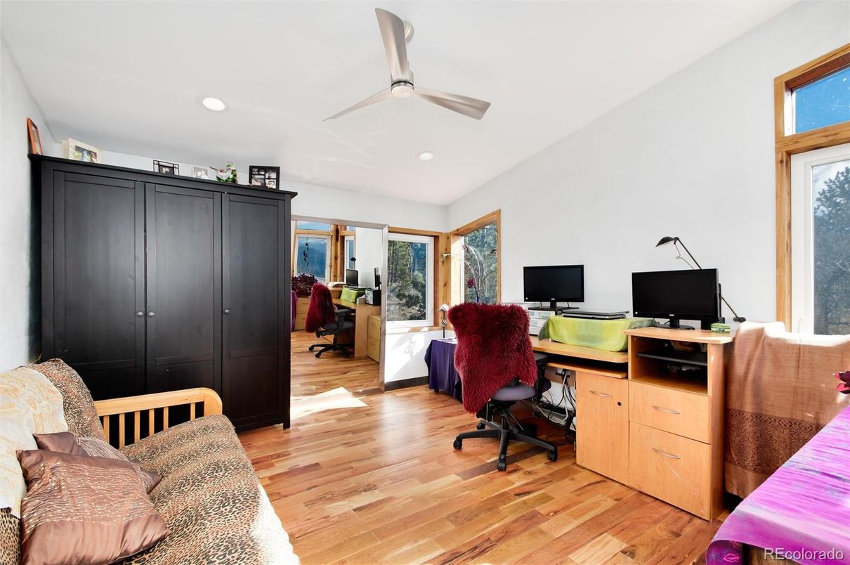 Home Office, Interior, Recessed Lighting, Wood Texture Flooring
