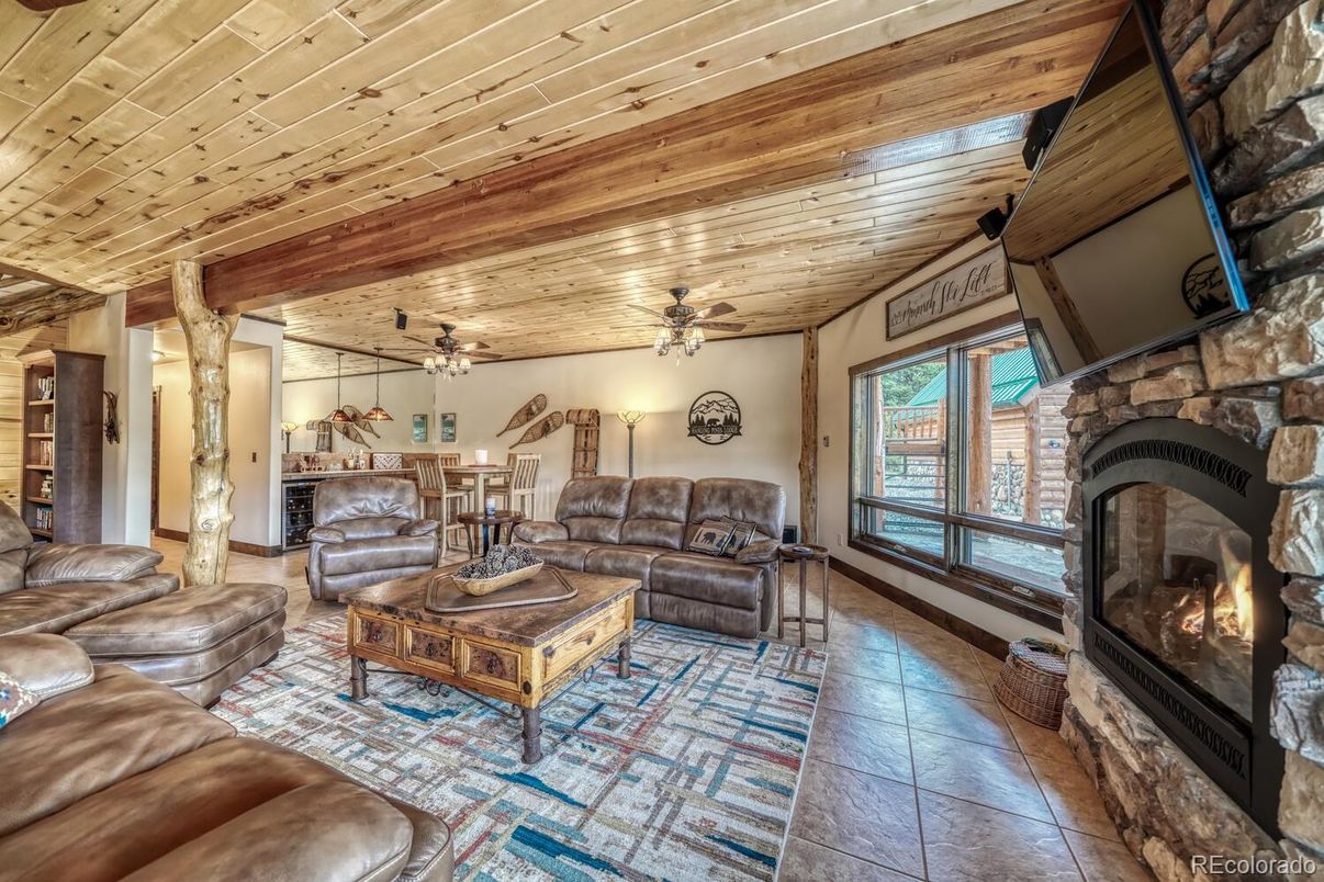 Fireplace, Interior, Living room, Wooden Ceilings