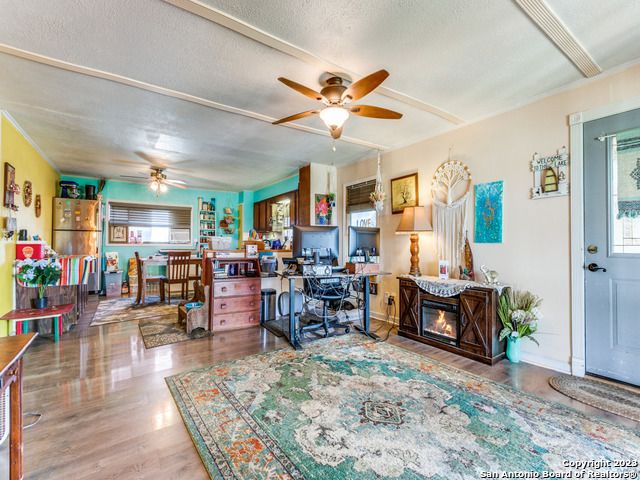 Fireplace, Home Office, Interior, Wood Texture Flooring