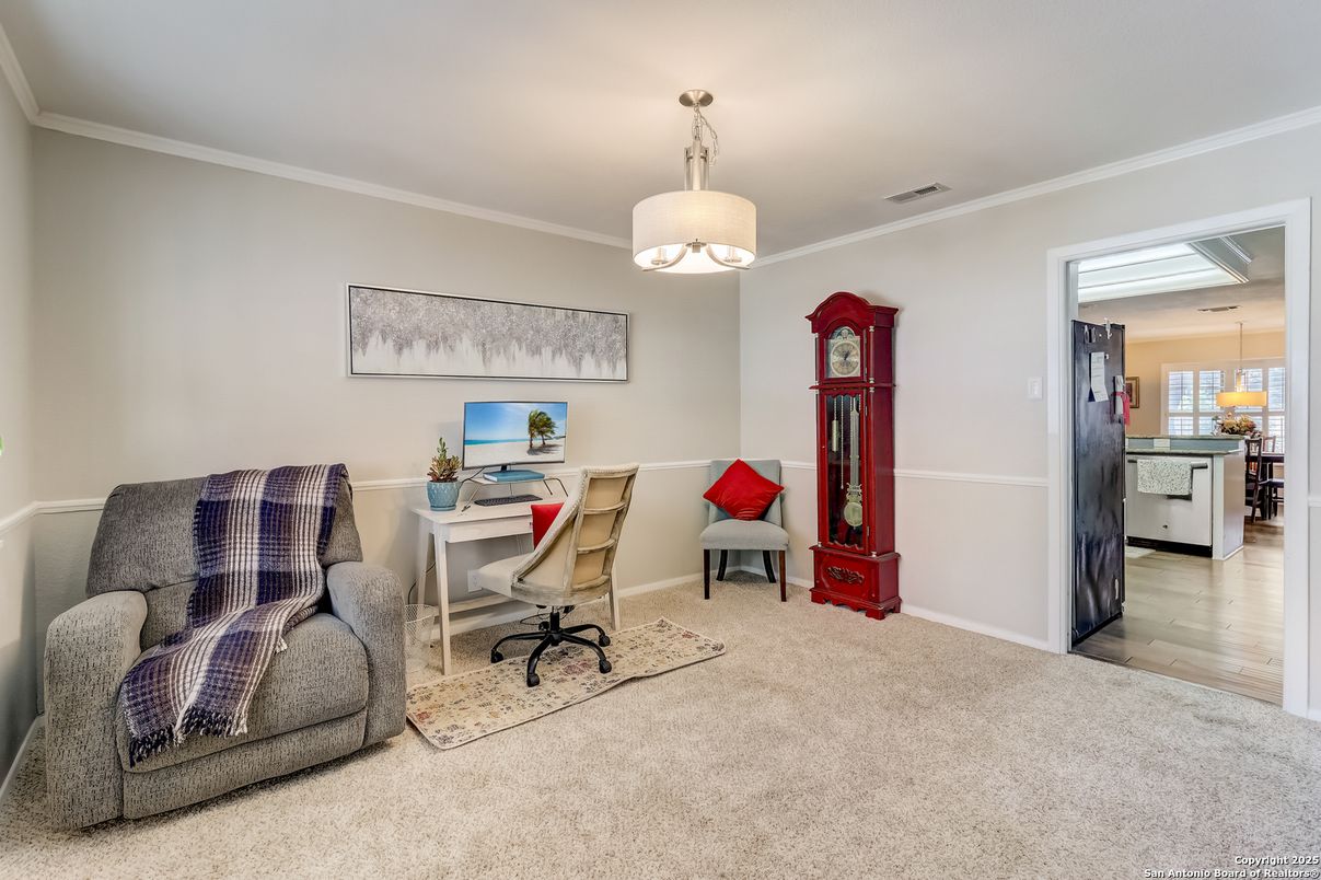 Home Office, Interior, Pendant Lights, Wood Texture Flooring