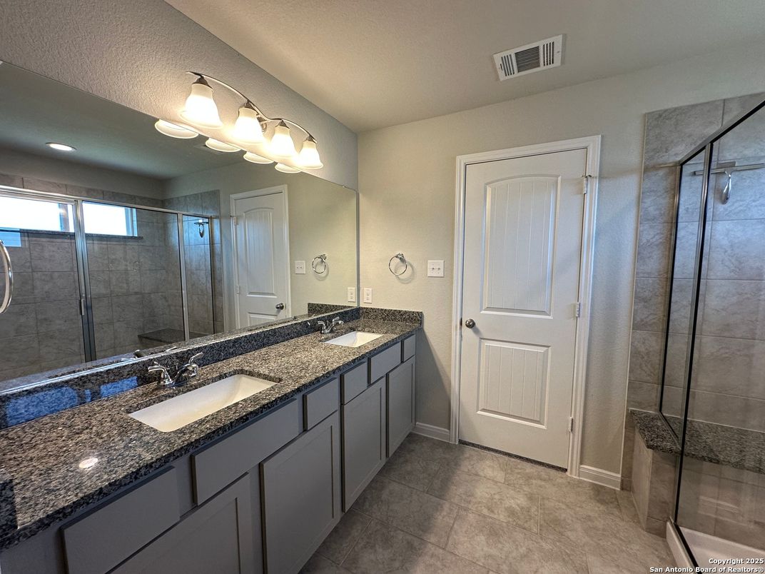 Bathroom, Dual Sink Vanities, Glass Shower, Interior, Recessed Lighting