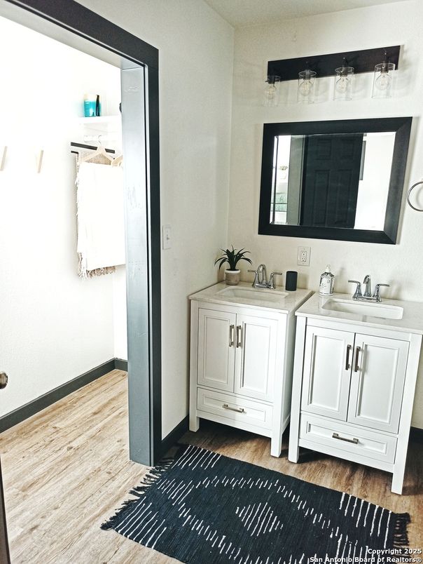 Bathroom, Dual Sink Vanities, Interior, Wood Texture Flooring