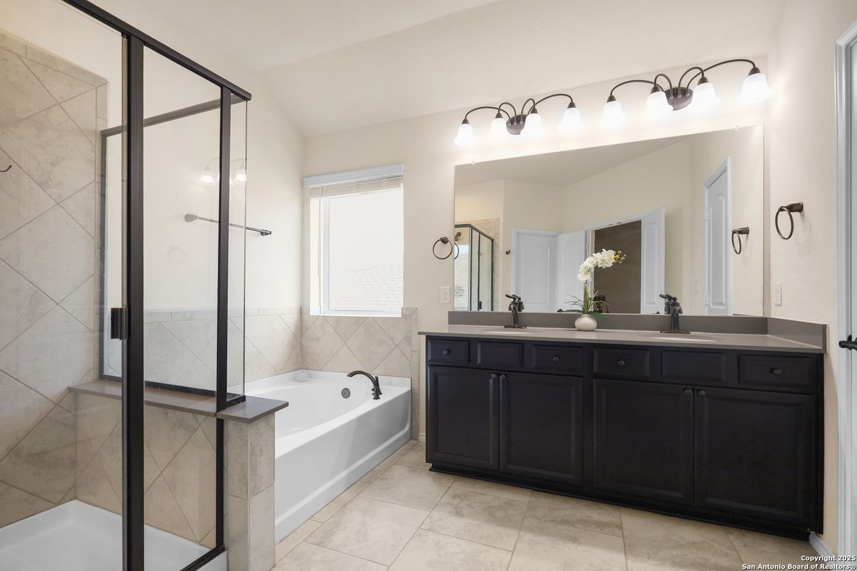 Bathroom, Dual Sink Vanities, Glass Shower, Interior