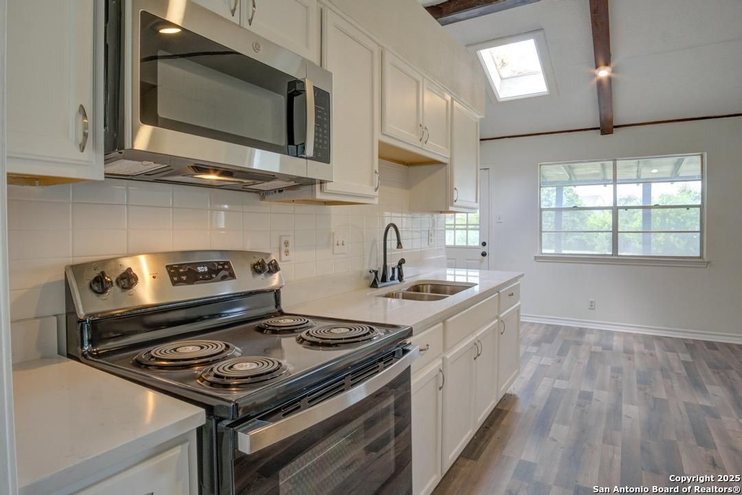 Interior, Kitchen, Stainless Steel Appliances, Wood Texture Flooring