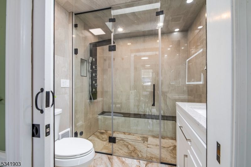 Bathroom, Glass Shower, Interior, Recessed Lighting