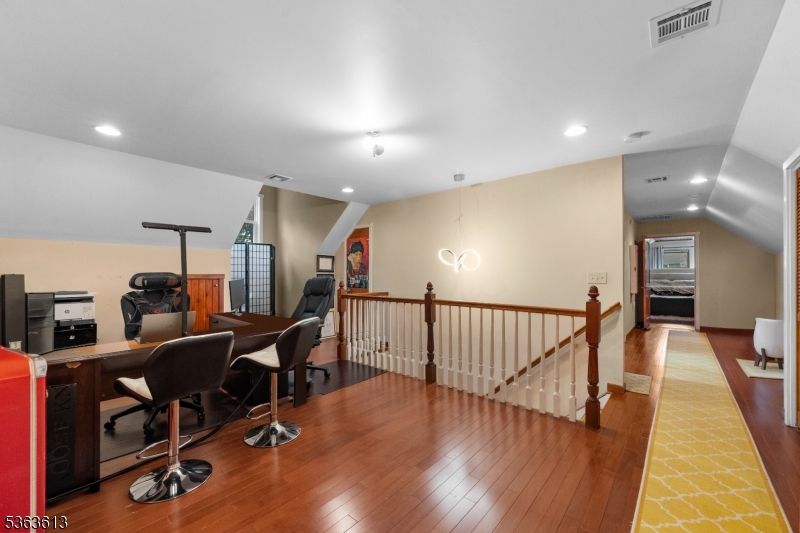 Home Office, Interior, Pendant Lights, Recessed Lighting, Wood Texture Flooring