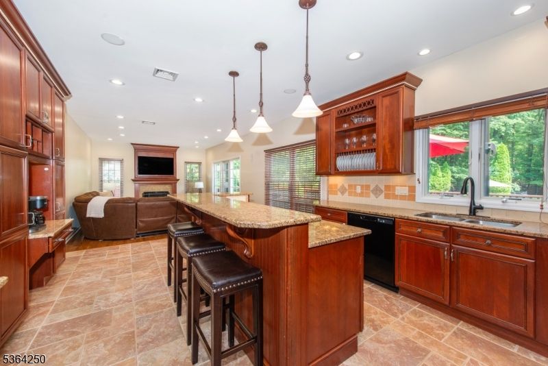 Fireplace, Interior, Kitchen, Living room, Pendant Lights, Recessed Lighting
