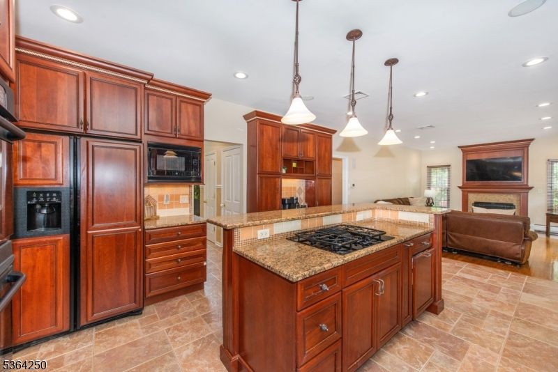 Fireplace, Interior, Kitchen, Living room, Pendant Lights, Recessed Lighting