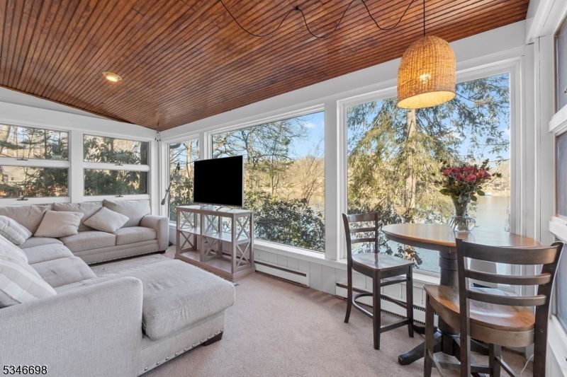 Interior, Pendant Lights, Recessed Lighting, Sun Room, Wooden Ceilings