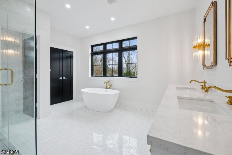 Bathroom, Dual Sink Vanities, Free Standing Baths, Glass Shower, Interior, Recessed Lighting