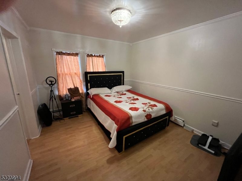 Bedroom, Chandelier, Interior, Wood Texture Flooring