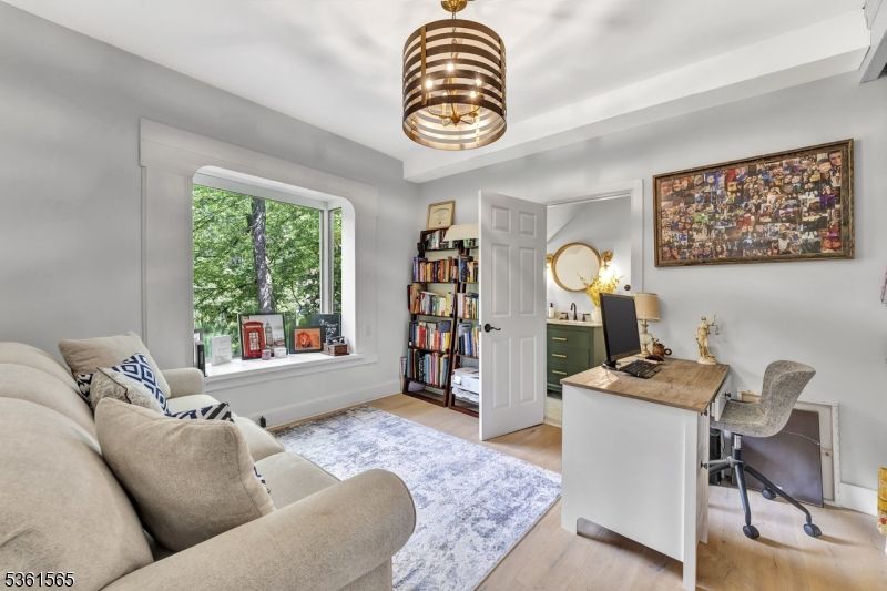 Home Office, Interior, Pendant Lights, Wood Texture Flooring