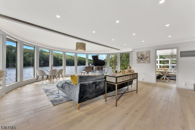 Dining room, Interior, Recessed Lighting, Water, Wood Texture Flooring