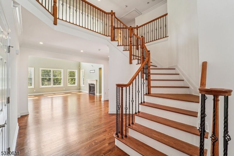 Fireplace, Interior, Recessed Lighting, Wood Texture Flooring
