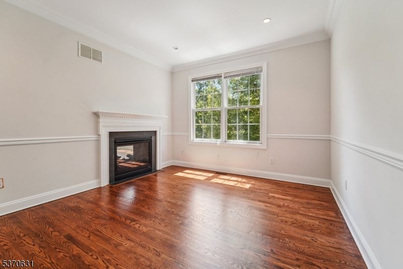 Empty room, Fireplace, Interior, Recessed Lighting, Wood Texture Flooring
