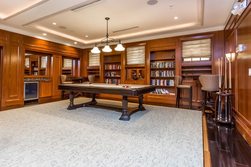 Billiard Table, Game Room, Interior, Pendant Lights, Recessed Lighting, Wooden Walls