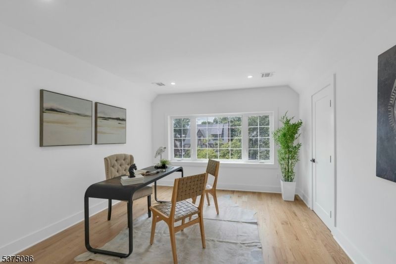 Home Office, Interior, Recessed Lighting, Wood Texture Flooring