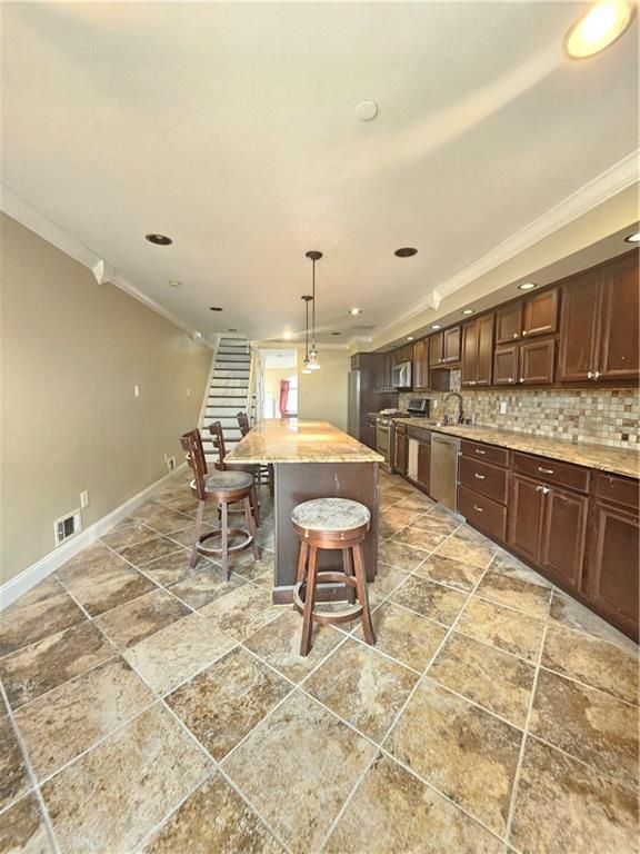 Interior, Kitchen, Pendant Lights, Recessed Lighting, Stainless Steel Appliances