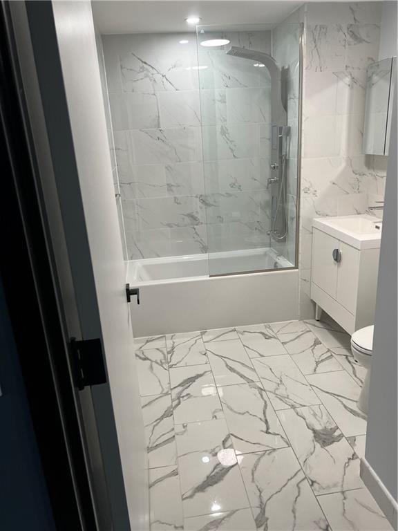 Bathroom, Glass Shower, Interior, Marble, Marble Walls, Recessed Lighting