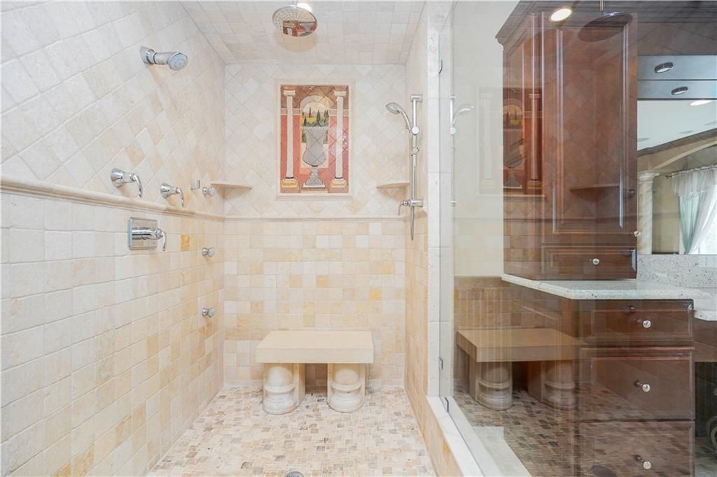 Bathroom, Glass Shower, Interior, Stone Walls