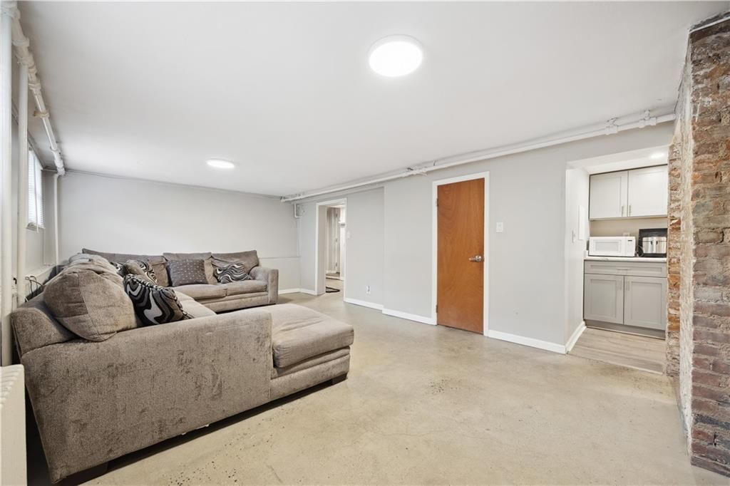 Interior, Living room, Recessed Lighting, Stone Walls