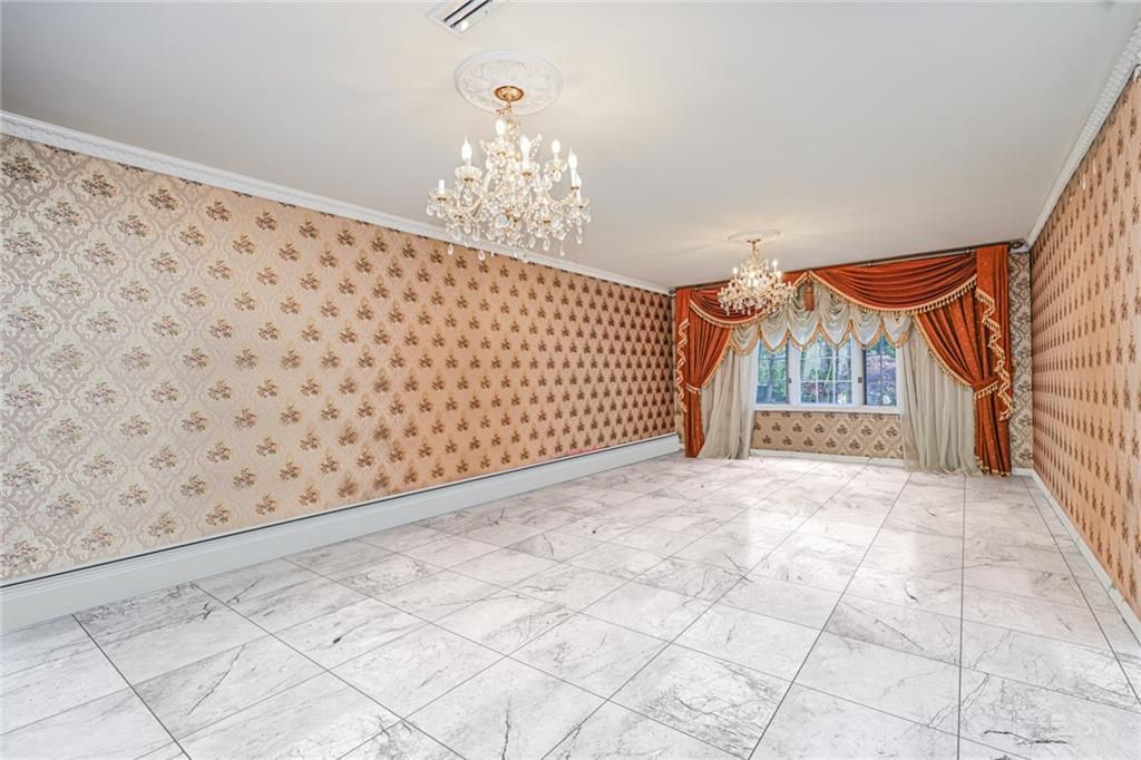 Chandelier, Empty room, Interior, Marble