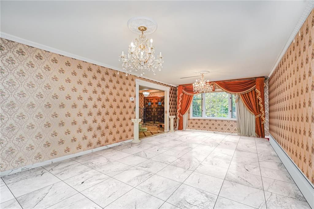 Chandelier, Empty room, Interior, Marble