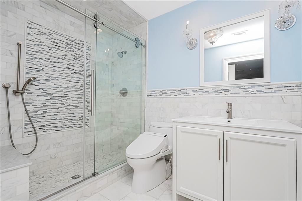 Bathroom, Glass Shower, Interior, Marble, Marble Walls