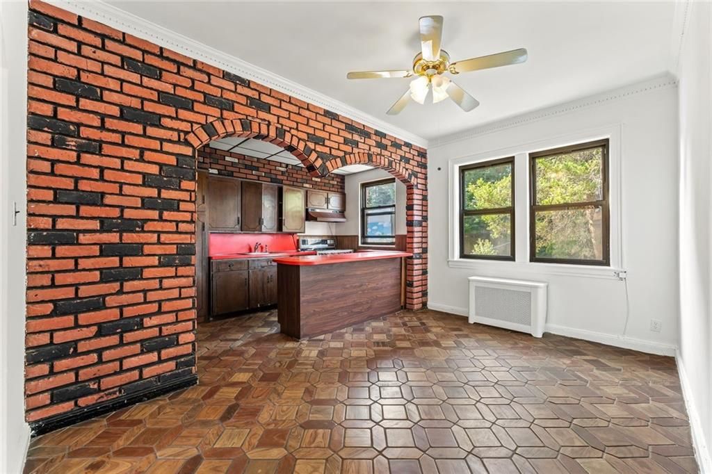 Interior, Kitchen, Stone Walls, Wood Texture Flooring