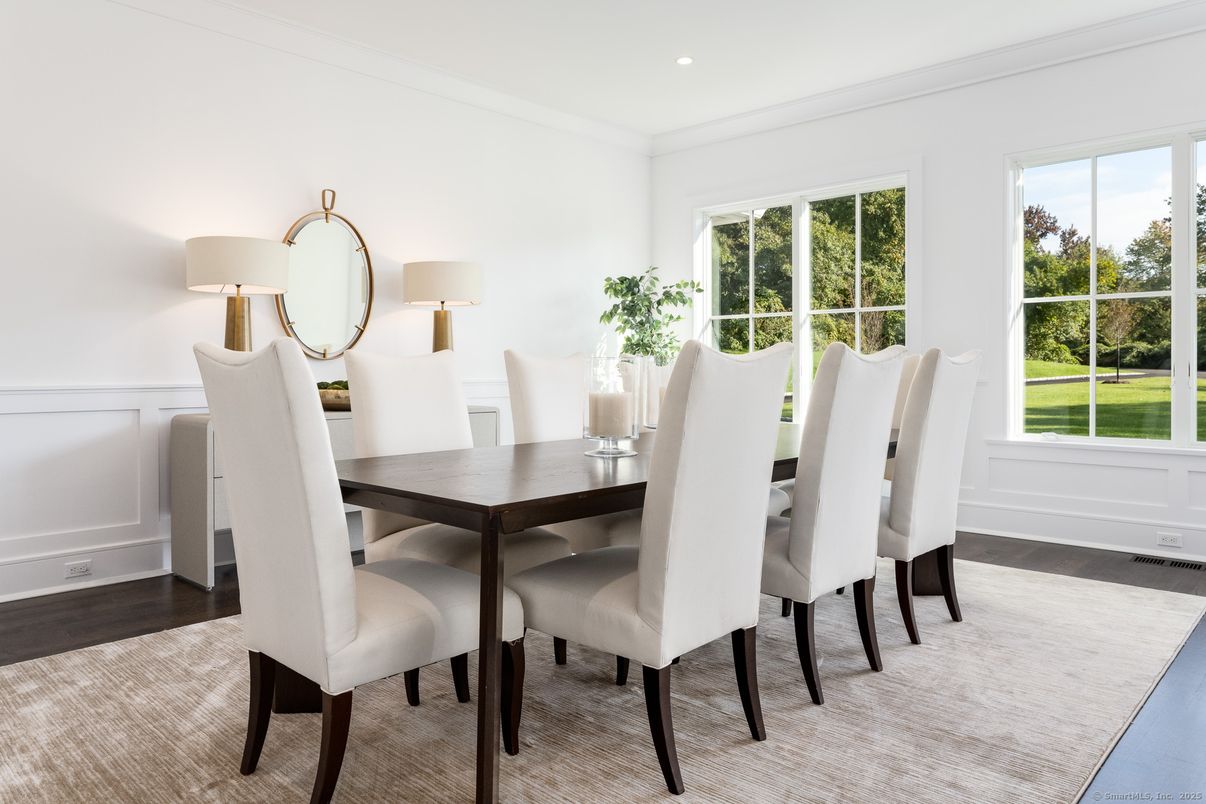 Dining room, Interior, Recessed Lighting, Wood Texture Flooring